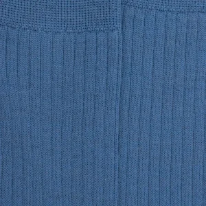 Homme Doré Doré Chaussettes Hautes^Mi-bas côtelés homme en laine mérinos - Bleu Macadam