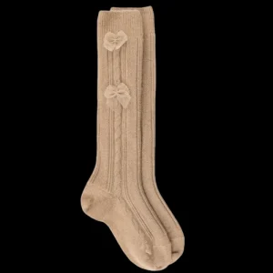Enfant Doré Doré Chaussettes Hautes^Mi-bas en laine et cachemire torsadée à nœud -