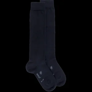 Femme Doré Doré Chaussettes Hautes^Mi-bas femme Sensation en laine et coton - Bleu marine foncé