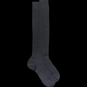 Homme Doré Doré Chaussettes Hautes^Mi-bas homme côtelés 100% fil d'écosse - Gris anthracite