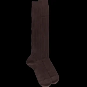 Homme Doré Doré Chaussettes Hautes^Mi-bas homme côtelés 100% fil d'écosse - Marron chocolat