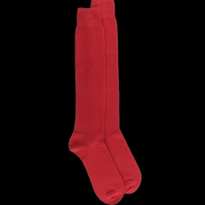 Homme Doré Doré Chaussettes Hautes^Mi-bas homme douceur en laine mérinos et cachemire - Rouge Ponceau