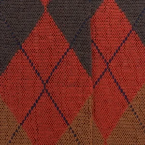 Homme Doré Doré Chaussettes Hautes^Mi-bas homme en laine mérinos à motif à losanges - Orange henné & Orange écureuil