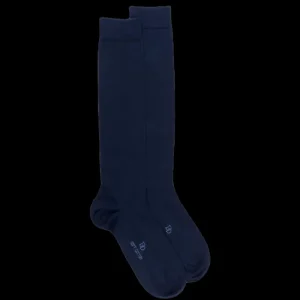 Homme Doré Doré Chaussettes Hautes^Mi-bas homme fins en coton égyptien - Bleu Matelot