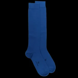 Homme Doré Doré Chaussettes Hautes^Mi-bas homme fins en coton égyptien - Bleu Cosmos