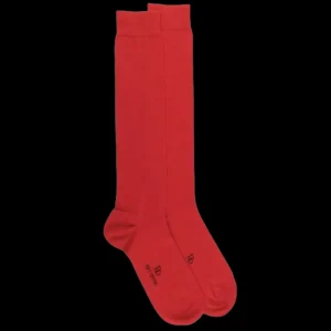 Homme Doré Doré Chaussettes Hautes^Mi-bas homme fins en coton égyptien - Rouge Ponceau