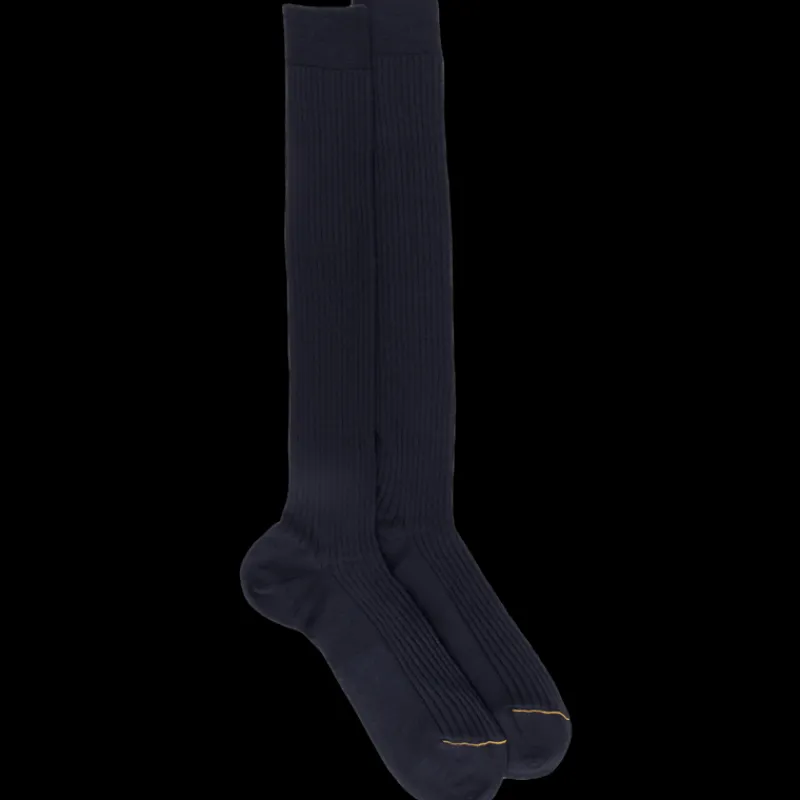 mibas_homme_luxe__ctes_en_0.webp Homme Doré Doré Chaussettes Hautes^Mi-bas homme luxe à côtes en laine mérinos extra fine - Bleu marine foncé