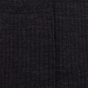 Homme Doré Doré Chaussettes Hautes^Mi-bas homme luxe à côtes en laine mérinos extra fine - Gris anthracite
