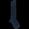 Homme Doré Doré Chaussettes Hautes^Mi-bas homme luxe 100% fil d'Ecosse extra fin - Bleu marine
