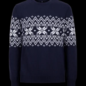 Doré Doré Pullover^Pull à col rond en laine à motif de Noël - Bleu marine