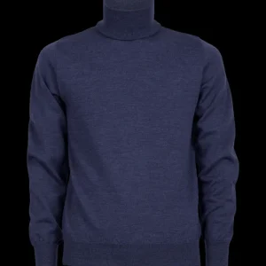 Doré Doré Pullover^Pull à col roulé en pure laine - Bleu corsaire