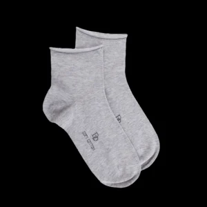 Femme Doré Doré Socquettes^Socquettes avec bord roulé en coton égyptien - Gris