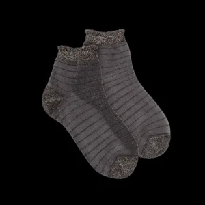 Femme Doré Doré Socquettes^Socquettes brillantes en polyamide pour femmes avec effet de transparence -