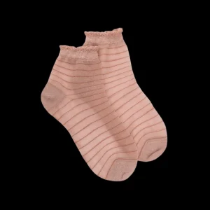 Femme Doré Doré Socquettes^Socquettes brillantes en polyamide pour femmes avec effet de transparence - Rose Pétale