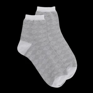 Femme Doré Doré Socquettes^Socquettes coton à motifs géométriques et bord lurex - Gris