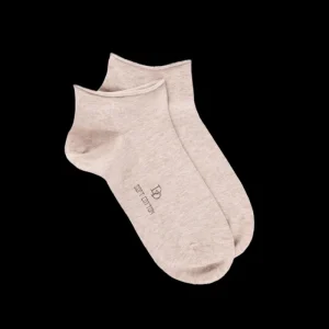 Femme Doré Doré Socquettes^Socquettes courtes avec bord roulé en coton égyptien -