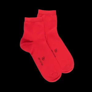 Homme Doré Doré Socquettes^Socquettes en coton uni pour hommes - Rouge Ponceau