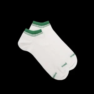 Homme Doré Doré Socquettes^Socquettes homme et fines en coton égyptien avec rayures sur bord - Blanc Givre & Herbage
