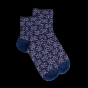 Femme Doré Doré Socquettes^Socquettes pour femmes en fil d'Ecosse à motifs de mandalas avec effet scintillant. - Bleu Voilier