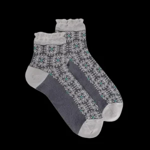 Femme Doré Doré Socquettes^Socquettes pour femmes en viscose motif Liberty - Gris Brouillard