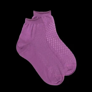 Femme Doré Doré Socquettes^Socquettes pour femmes en fil d'Ecosse avec transparents - Violet Grappe