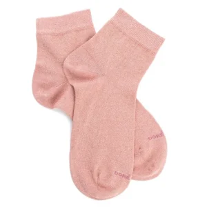 Femme Doré Doré Socquettes^Soquettes femme en coton avec effet brillant - Rose Praline