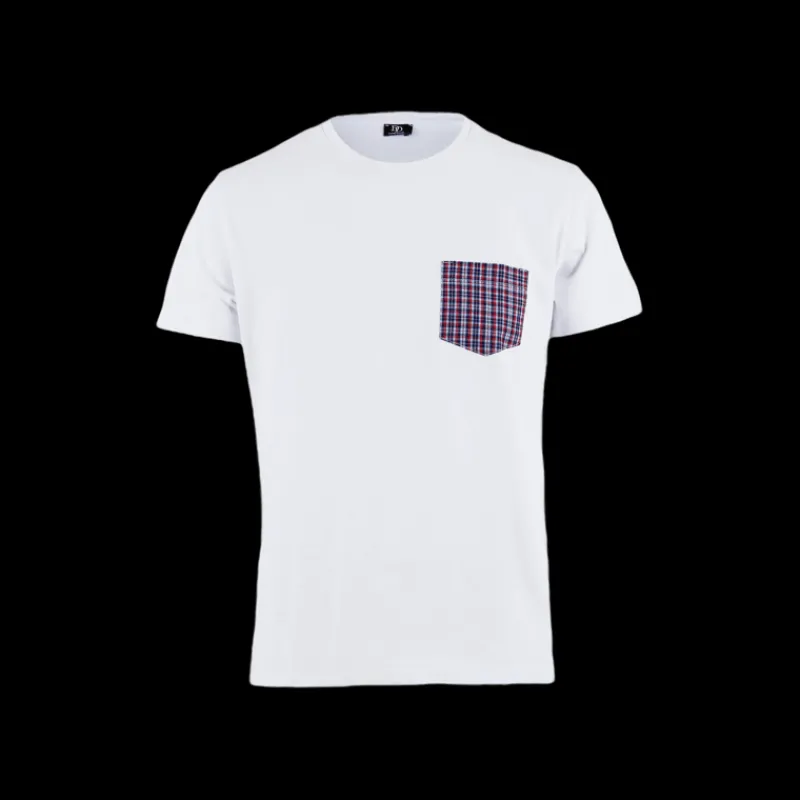 tshirt_homme_en_coton_ave_0-1.webp Doré Doré T-shirts^T-shirt homme en coton avec poche à motifs - Bleu marine & Rouge Ponceau