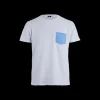Doré Doré T-shirts^T-shirt homme en coton avec poche à motifs - Blanc & Bleu France