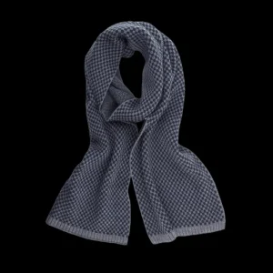 Doré Doré Écharpes^Écharpe pour homme en laine vierge à motifs rectangulaires bicolores. - Gris oxford & Bleu Voilier