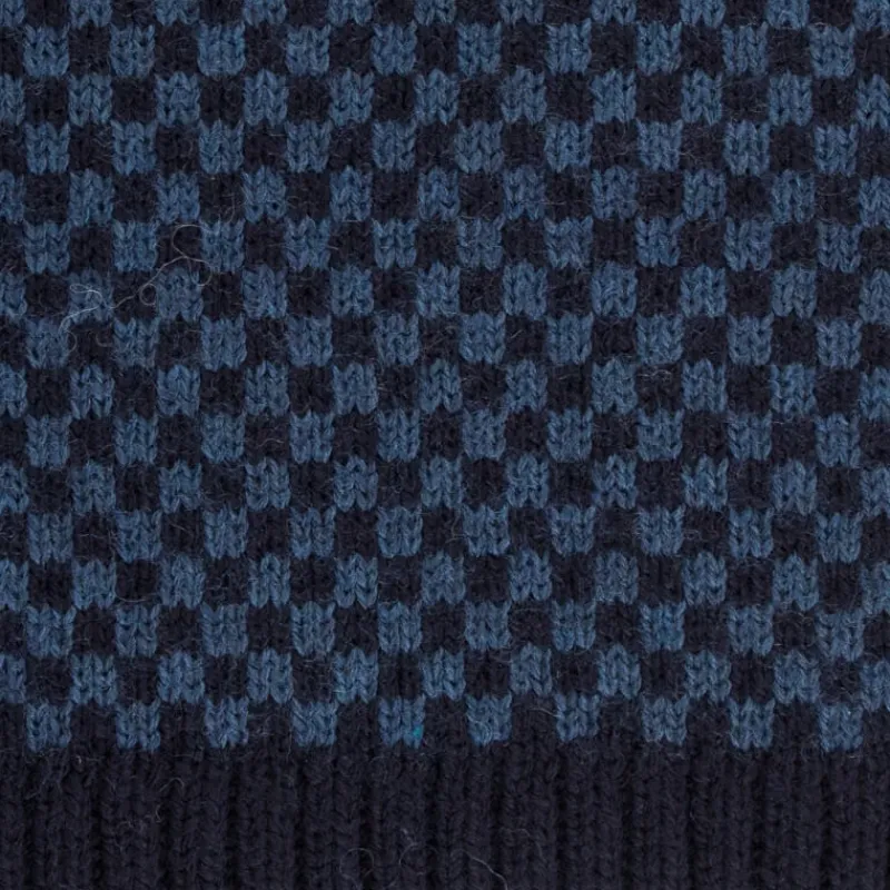 charpe_pour_homme_en_lain_1.webp Doré Doré Écharpes^Écharpe pour homme en laine vierge à motifs rectangulaires bicolores. - Bleu marine foncé & Bleu armée