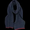 Doré Doré Écharpes^Écharpe unisexe en laine - Bleu marine foncé & rouge amarante