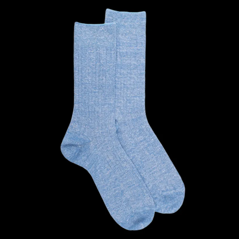 chaussettes__ctes_unies_e_0-3.webp Homme Doré Doré Chaussettes^Chaussettes à côtes unies en lin et coton pour hommes - Bleu Bassin