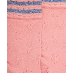 Femme Doré Doré Chaussettes^Chaussettes ajourées en coton uni pour femmes - Rose Praline