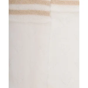 Femme Doré Doré Chaussettes^Chaussettes ajourées en coton uni pour femmes - Blanc Givre