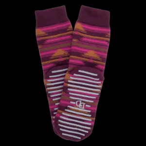 Femme Doré Doré Chaussettes^Chaussettes anti-dérapantes femme en coton à motif tapis - Rouge sangria