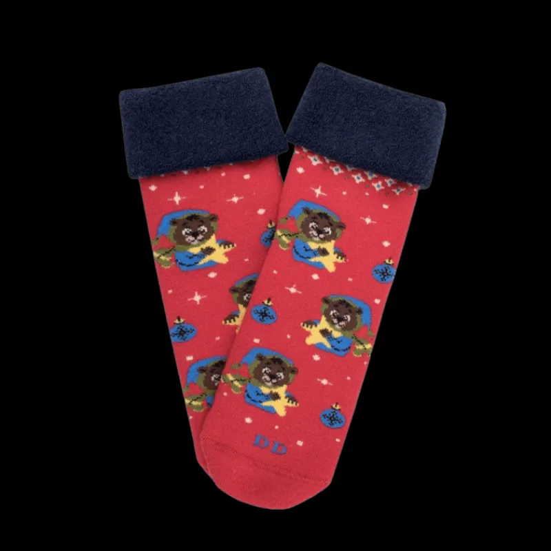 chaussettes_antidrapantes_0.webp Enfant Doré Doré Chaussettes^Chaussettes anti-dérapantes enfant en coton à motif nounours - Rouge Ponceau