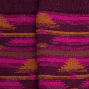 Femme Doré Doré Chaussettes^Chaussettes anti-dérapantes femme en coton à motif tapis - Rouge sangria