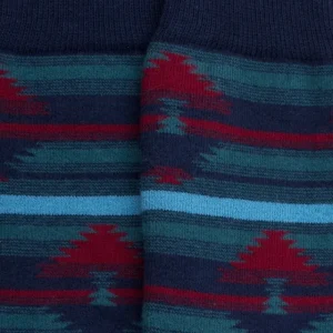 Femme Doré Doré Chaussettes^Chaussettes anti-dérapantes femme en coton à motif tapis - Bleu Caban