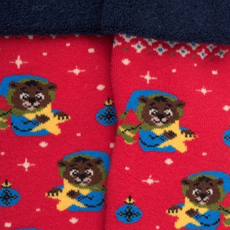 chaussettes_antidrapantes_1.webp Enfant Doré Doré Chaussettes^Chaussettes anti-dérapantes enfant en coton à motif nounours - Rouge Ponceau