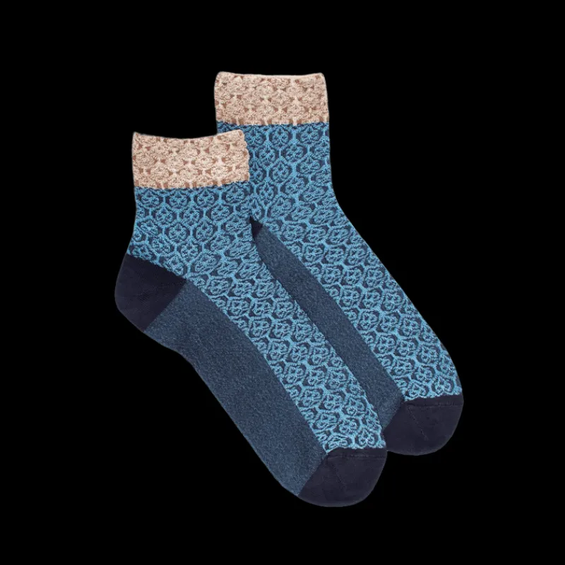 chaussettes_courtes_pour__0-3.webp Femme Doré Doré Socquettes^Chaussettes courtes pour femmes en viscose avec motifs arabes - Bleu Pirogue