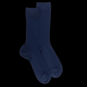 Homme Doré Doré Chaussettes^Chaussettes courtes pour hommes en TENCEL™ Lyocell et Modal à côtes unies. - Bleu