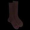Femme Doré Doré Chaussettes^Chaussettes côtelées pour femmes en laine vierge, viscose et caschmere, coloris unis. - Marron Chocolat