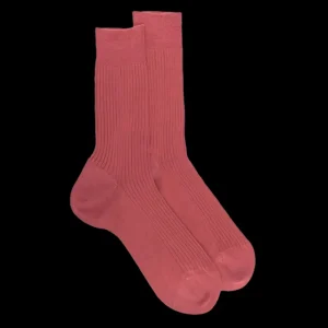 Homme Doré Doré Chaussettes^Chaussettes côtelées pour hommes en fil d'Ecosse 100% uni - Rose Jouy