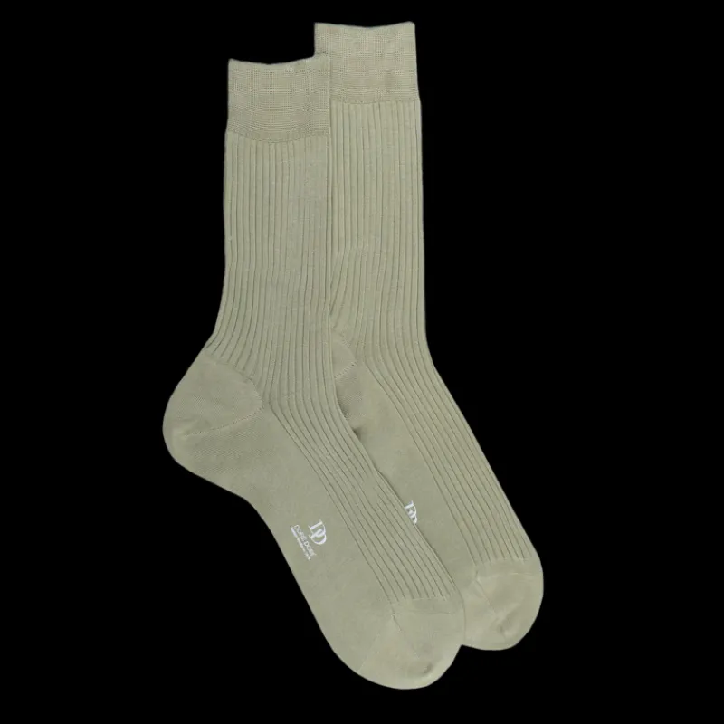 chaussettes_cteles_pour_h_0.webp Homme Doré Doré Chaussettes^Chaussettes côtelées pour hommes en fil d'Ecosse 100% uni - Vert Sauge