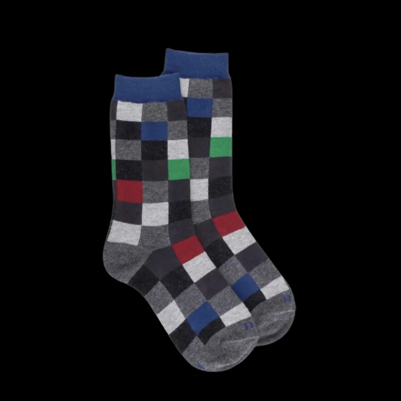 chaussettes_echiquier_mul_0-8.webp Enfant Doré Doré Chaussettes^Chaussettes Echiquier multicolore en coton doux