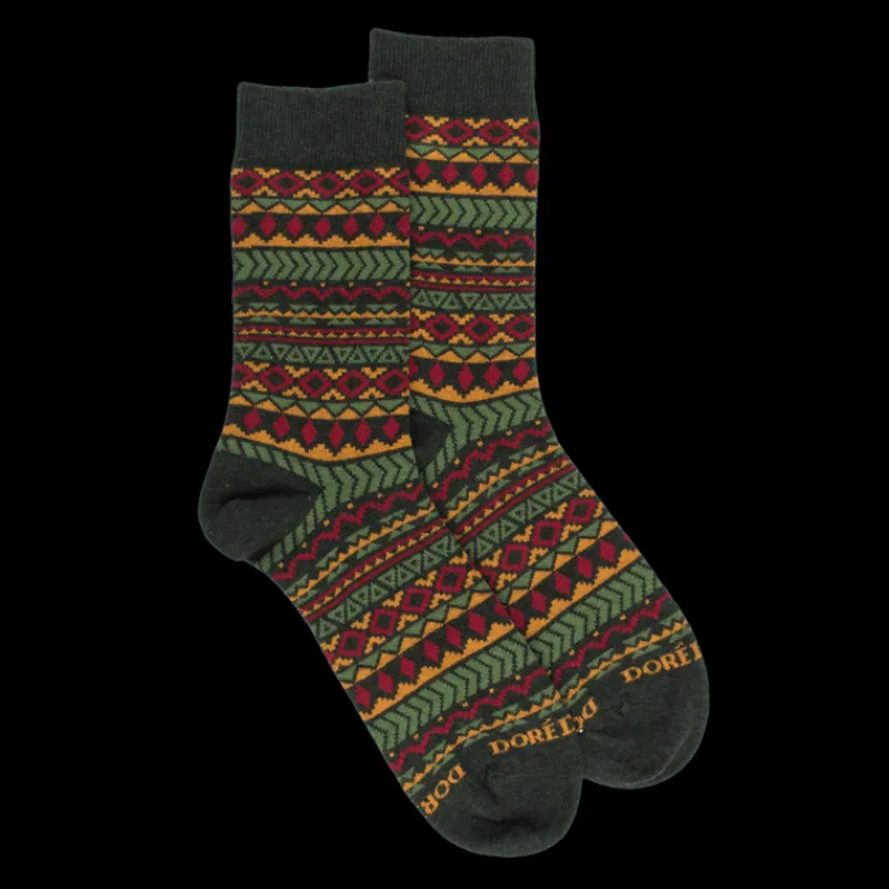 chaussettes_en_coton__mot_0-11.webp Homme Doré Doré Chaussettes^Chaussettes en coton à motifs tribaux pour hommes - Vert thym