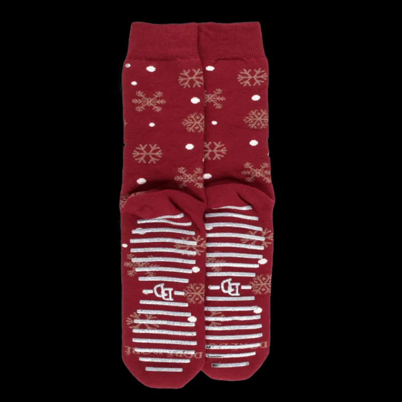 chaussettes_en_coton__mot_0-2.webp Femme Doré Doré Chaussettes^Chaussettes en coton à motifs de flocons de neige pour femmes - Rouge pommard