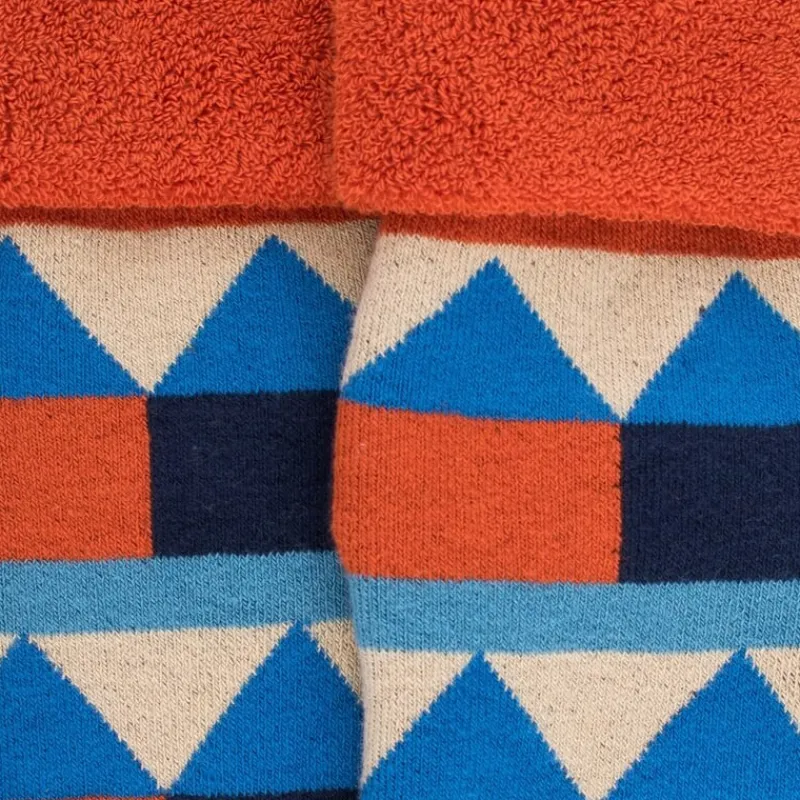 chaussettes_en_coton__mot_1-1.webp Enfant Doré Doré Chaussettes^Chaussettes en coton à motifs géométriques pour enfants - Bleu Voilier