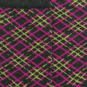 Femme Doré Doré Chaussettes^Chaussettes en coton à motifs écossais à effet brillant pour femmes - Vert thym