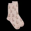 Femme Doré Doré Chaussettes^Chaussettes en coton égyptien pour femmes avec motifs de bouquets de fleurs - Beige Sahara